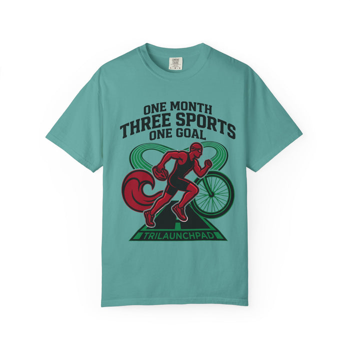 Triathlon Training T-Shirt — "One Month, Three Sports, One Goal"