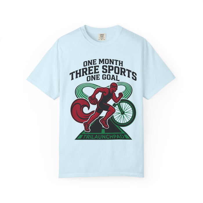 Triathlon Training T-Shirt — "One Month, Three Sports, One Goal"