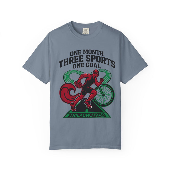 Triathlon Training T-Shirt — "One Month, Three Sports, One Goal"