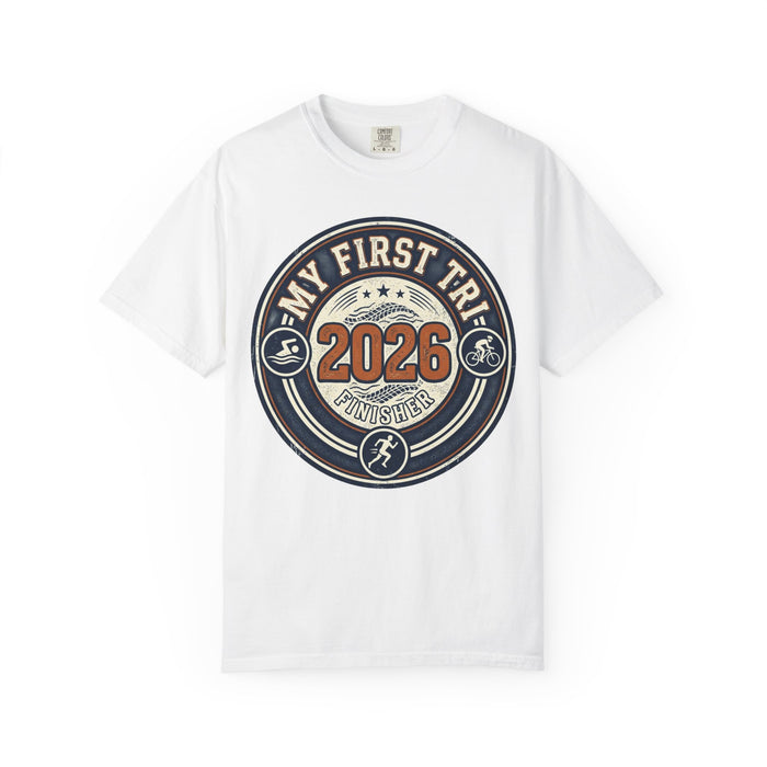 Triathlon Training Tee My First Tri 2026 - Vintage Crest, Heavyweigh