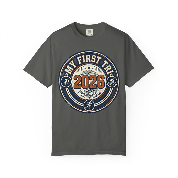 Triathlon Training Tee My First Tri 2026 - Vintage Crest, Heavyweigh