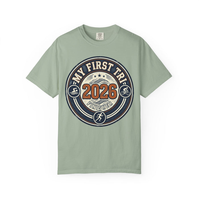 Triathlon Training Tee My First Tri 2026 - Vintage Crest, Heavyweigh