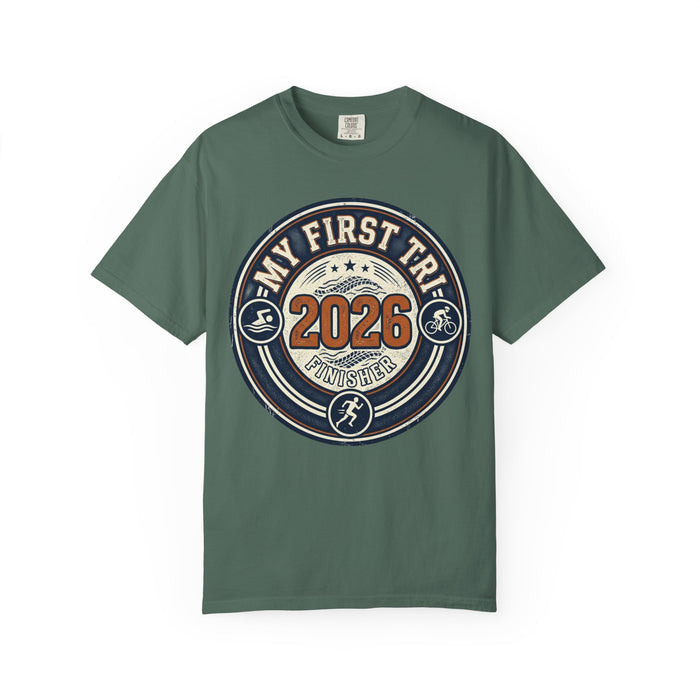 Triathlon Training Tee My First Tri 2026 - Vintage Crest, Heavyweigh