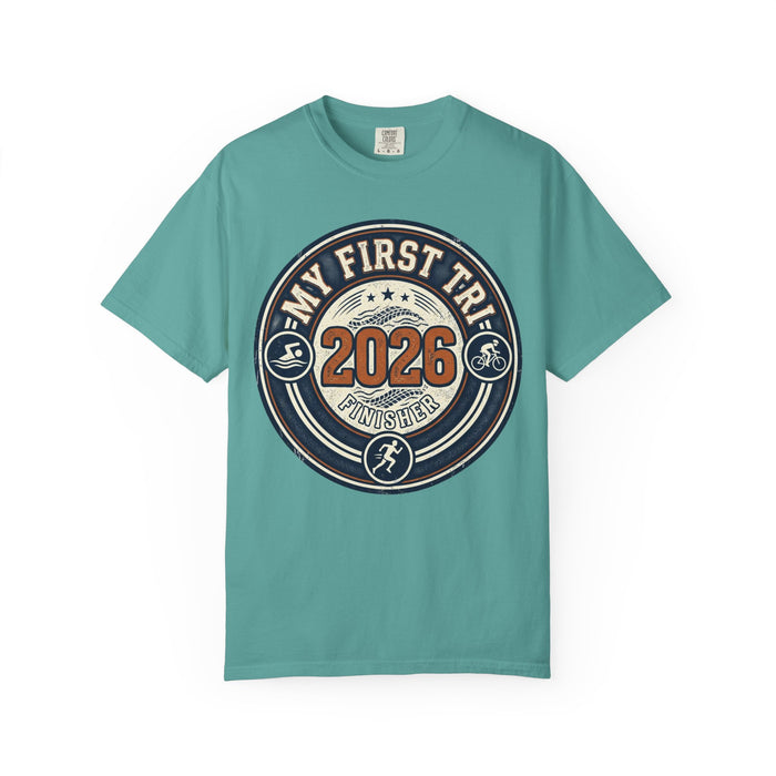 Triathlon Training Tee My First Tri 2026 - Vintage Crest, Heavyweigh