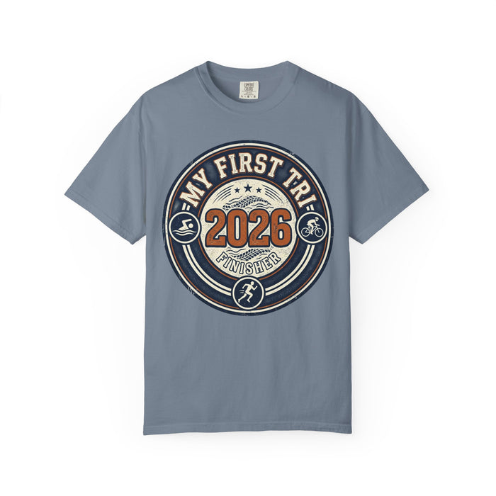 Triathlon Training Tee My First Tri 2026 - Vintage Crest, Heavyweigh