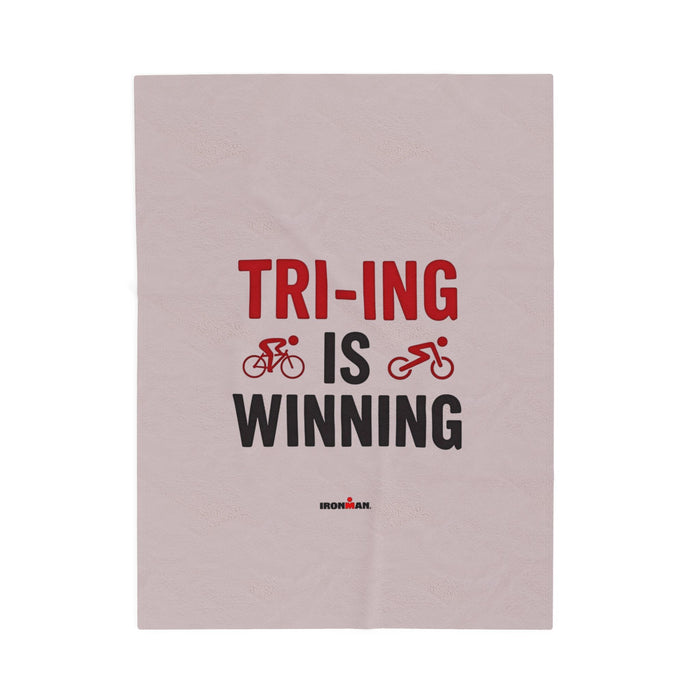 Triathlon Velveteen Plush Blanket - All Over Prints - detail view