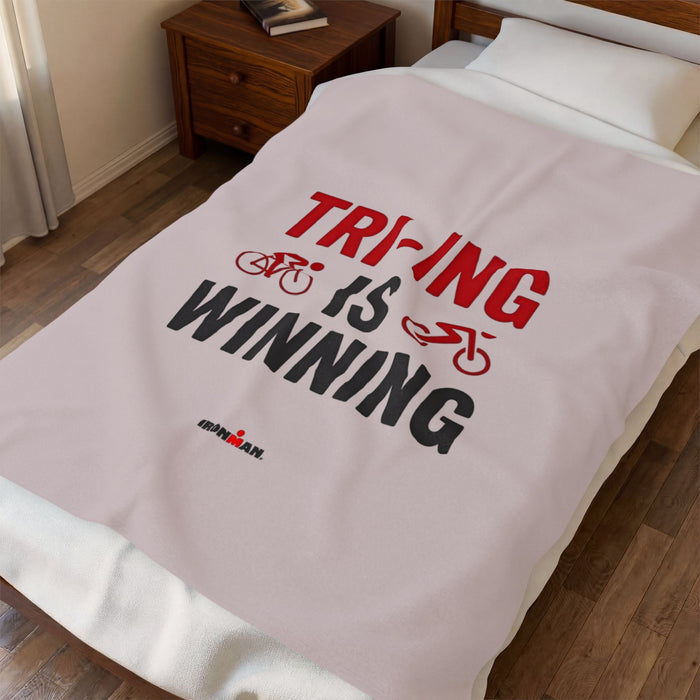 Triathlon Velveteen Plush Blanket - All Over Prints - size chart