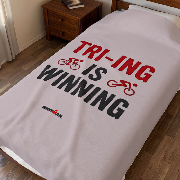 Triathlon Velveteen Plush Blanket - All Over Prints - size chart