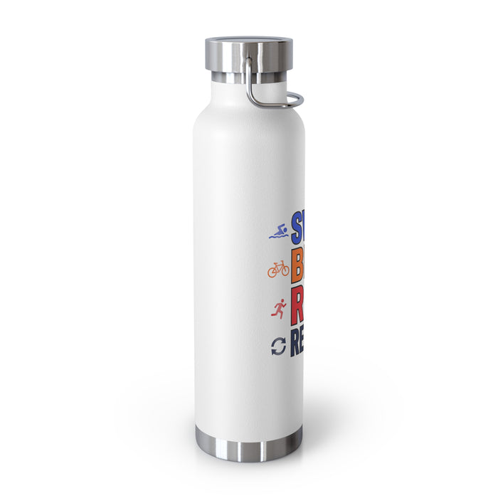 Triathlon Water Bottle – “Swim Bike Run Repeat” 22oz Insulated Stain