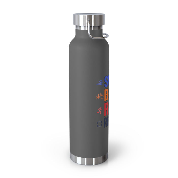 Triathlon Water Bottle – “Swim Bike Run Repeat” 22oz Insulated Stain
