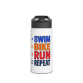 Triathlon Water Bottle — "Swim Bike Run Repeat" Stainless Steel Spor