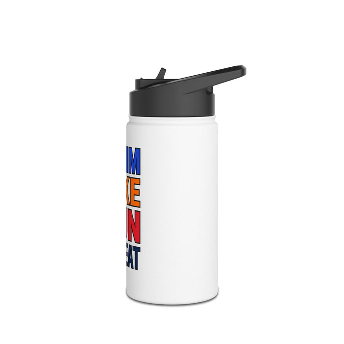Triathlon Water Bottle — "Swim Bike Run Repeat" Stainless Steel Spor