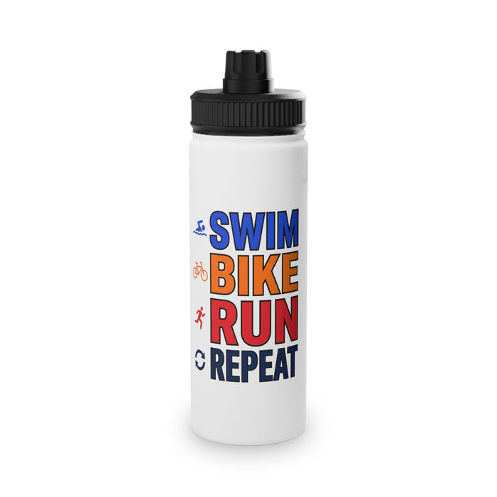 Triathlon Water Bottle — Swim Bike Run Repeat Stainless Steel Sports