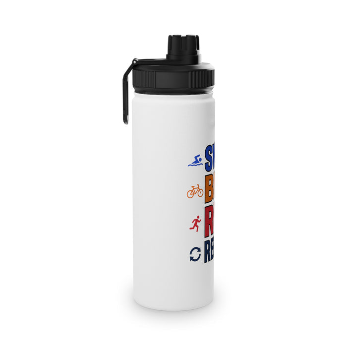 Triathlon Water Bottle — Swim Bike Run Repeat Stainless Steel Sports