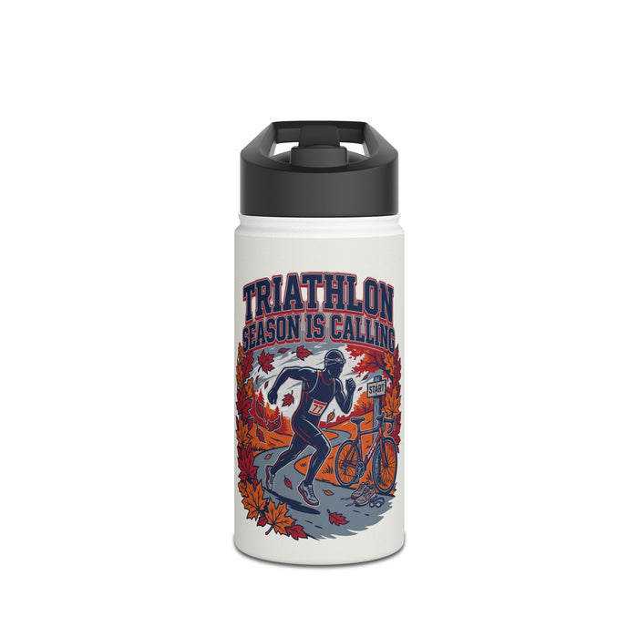 Triathlon Water Bottle — "Triathlon Season Is Calling" Stainless Steel Bottle