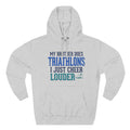Triathlons Cheer Hoodie — “My Brother Does Triathlons I Just Cheer Louder” Fleece Pullover