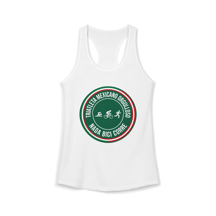 Triatleta Mexicano Orgulloso Women's Racerback Tank — Swim Bike Run