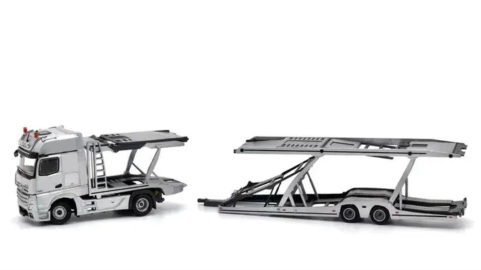 Unique Model × Tiny 1:64 MB Actros Double decker car trailer LHD Diecast Model Car