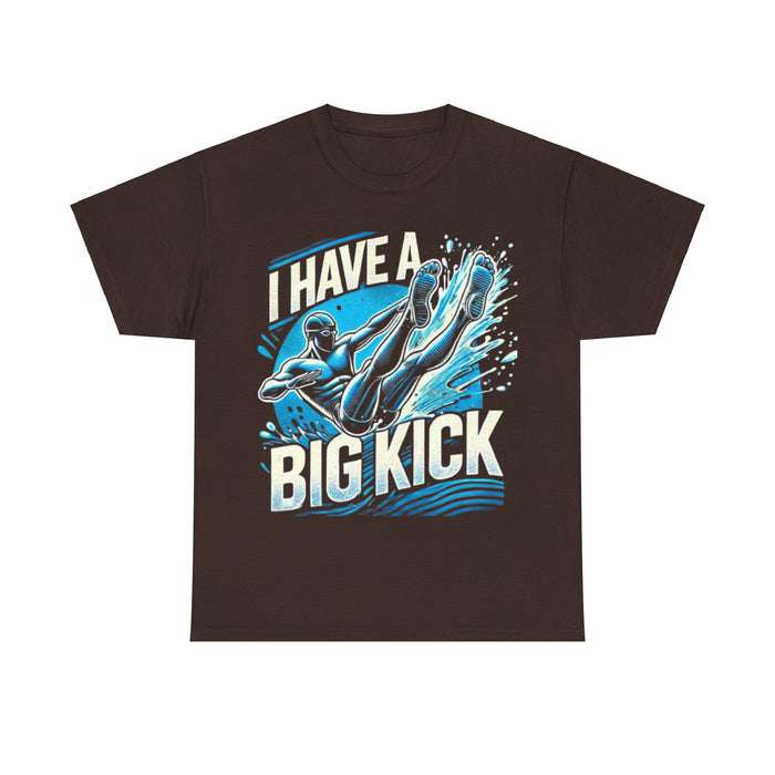 Unisex Heavy Cotton "I Have a Big Kick" T-Shirt - detail view for triathlon