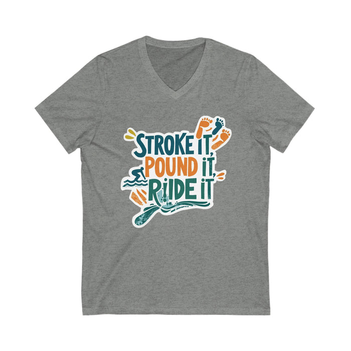 Unisex Lightweight V-Neck Tee for Triathlon Training - detail view