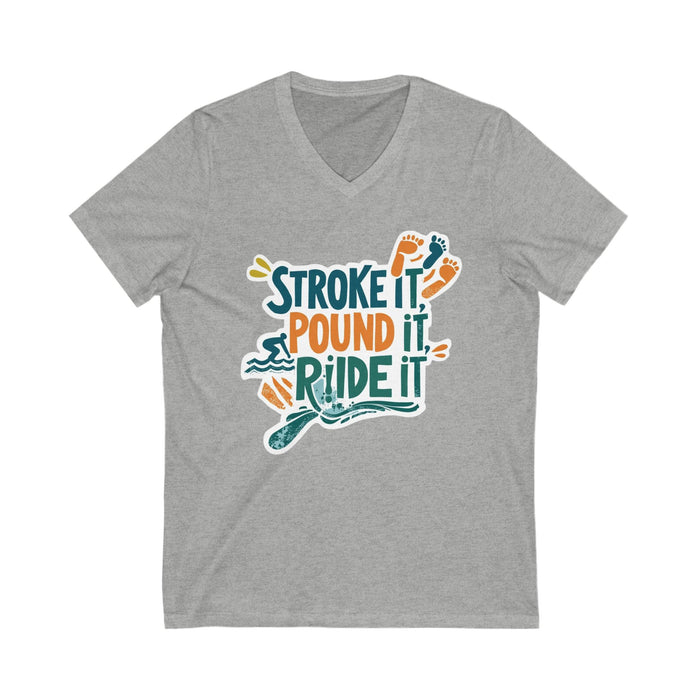 Unisex Lightweight V-Neck Tee for Triathlon Training - size chart