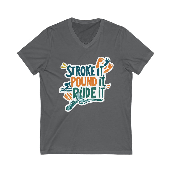 Unisex Lightweight V-Neck Tee for Triathlon Training - size chart