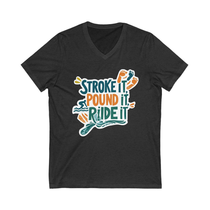 Unisex Lightweight V-Neck Tee for Triathlon Training - size chart