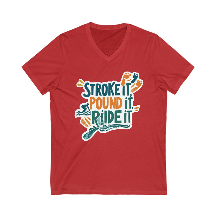 Unisex Lightweight V-Neck Tee for Triathlon Training - size chart