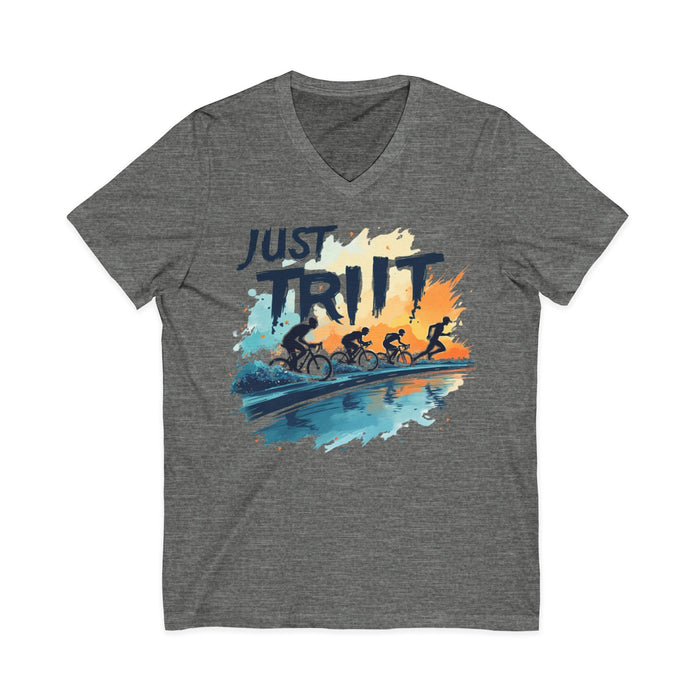 Unisex Short Sleeve V-Neck Triathlon Tee - detail view