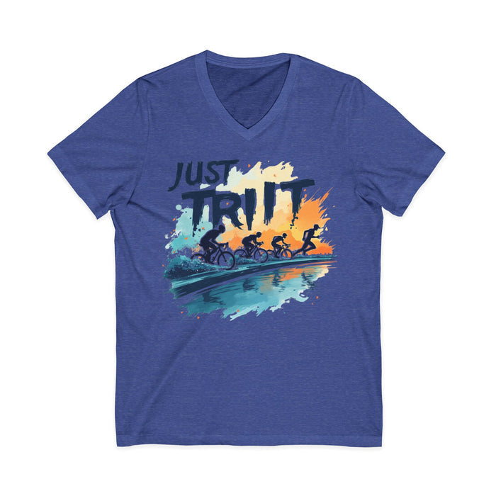 Unisex Short Sleeve V-Neck Triathlon Tee - size chart