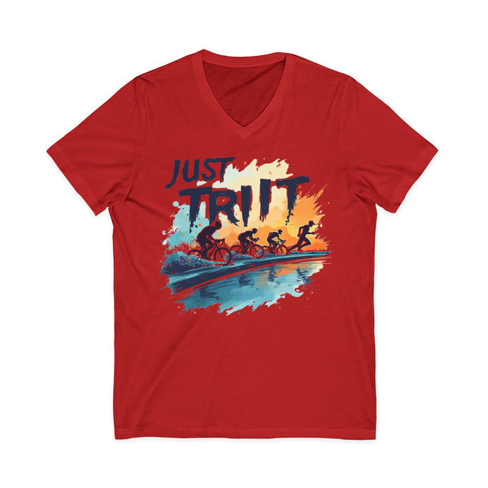 Unisex Short Sleeve V-Neck Triathlon Tee - size chart
