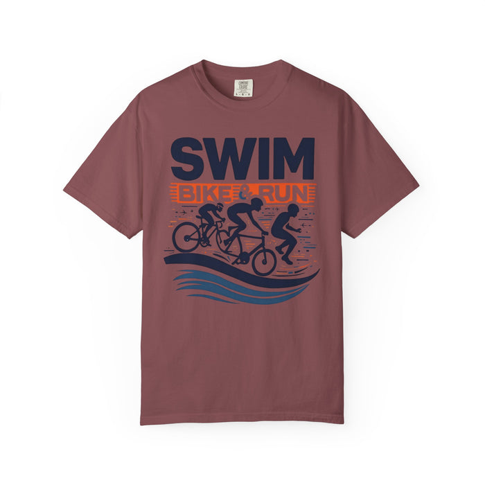 Unisex Swim Bike Run T-Shirt - lifestyle view