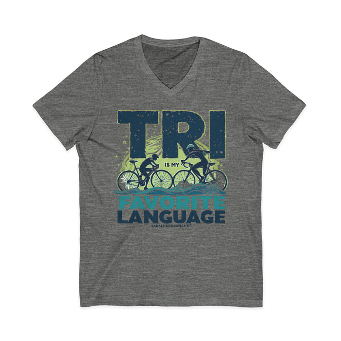 Unisex Triathlon V-Neck Tee - detail view