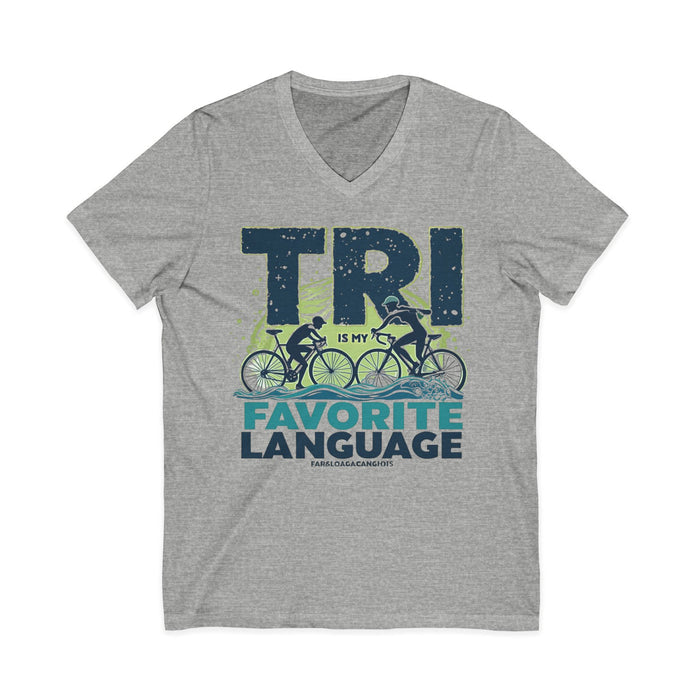 Unisex Triathlon V-Neck Tee - lifestyle view