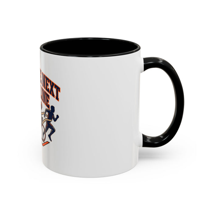 Until The Next Start Line Accent Coffee Mug — Triathlon Run Bike Swim Motivational Coffee Cup