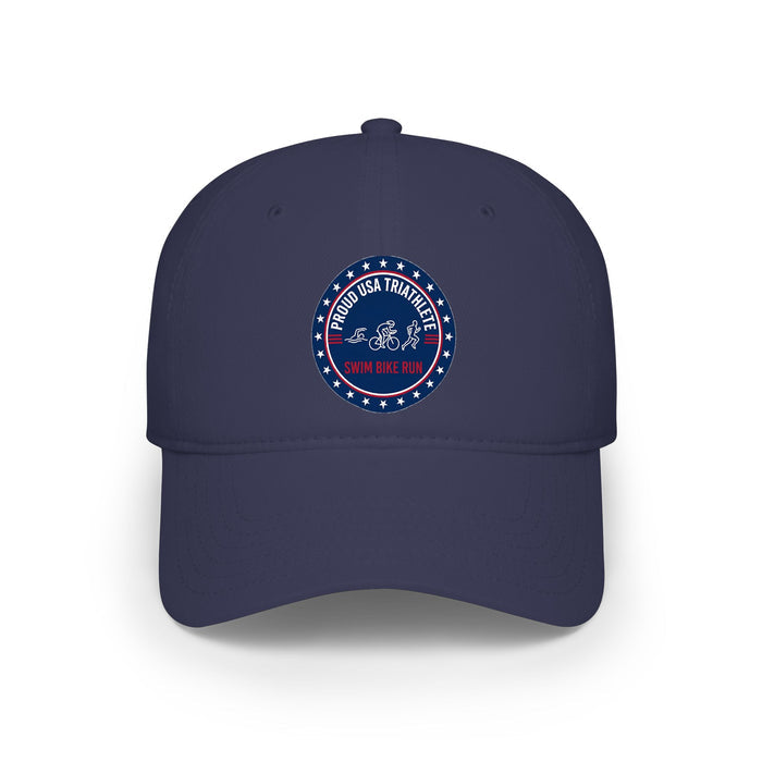 USA Triathlete Baseball Cap - Low-Profile Swim-Bike-Run Design (Proud Edition), Adjustable Lightweight Moisture-Wicking