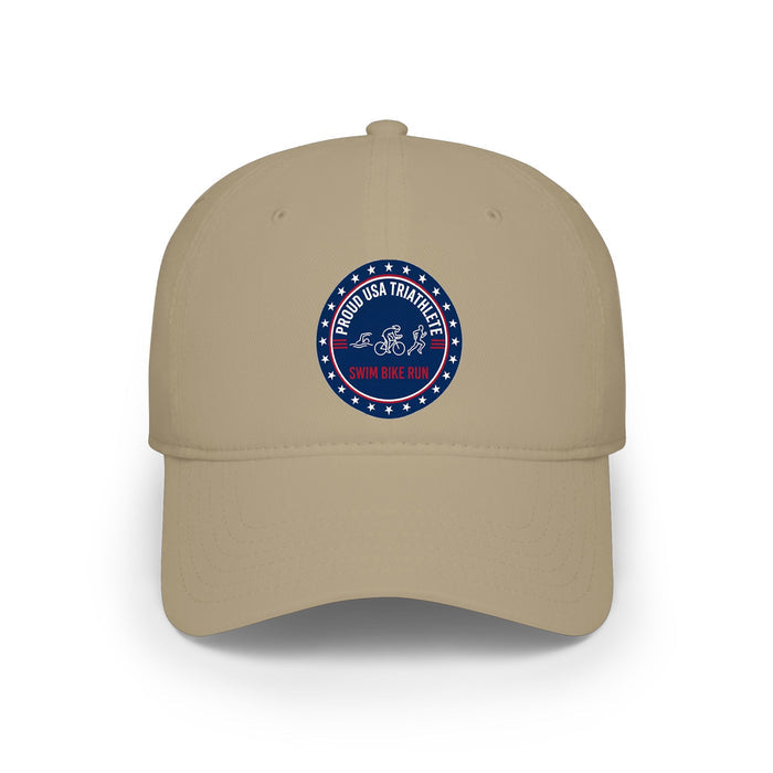 USA Triathlete Baseball Cap - Low-Profile Swim-Bike-Run Design (Proud Edition), Adjustable Lightweight Moisture-Wicking
