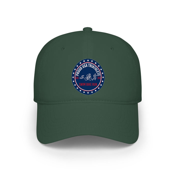 USA Triathlete Baseball Cap - Low-Profile Swim-Bike-Run Design (Proud Edition), Adjustable Lightweight Moisture-Wicking