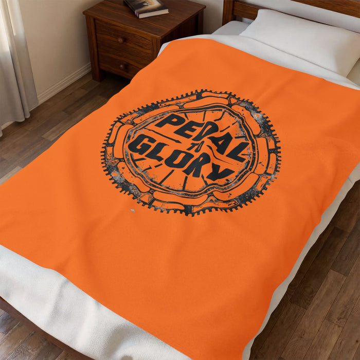 Velveteen Plush Blanket - Pedal To Glory Cycling Throw 50x60 - All Over Prints - detail view