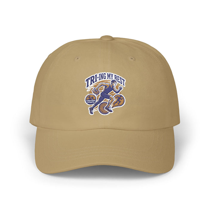 Vintage Football Dad Cap — 'Trying My Best' Embroidered Casual Hat