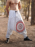 White Mandala Printed Men’s Harem Pants – Free Size Comfort Fit for Dance, Yoga & Travel