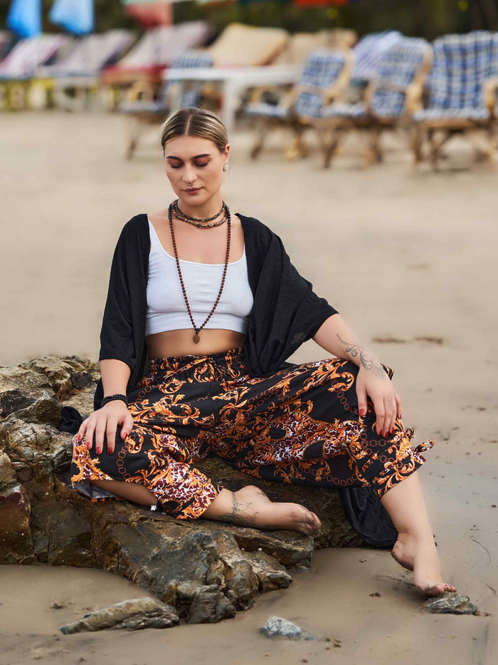 Buy Women's Abstract Floral Print Bohemian Hippy Harem Pants For Yoga