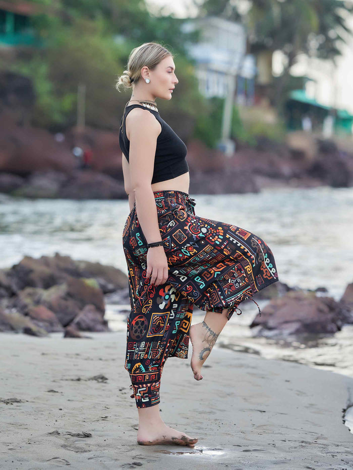 Women's Abstract Graphic Vintage Hippy Harem Pants For Dance image 3