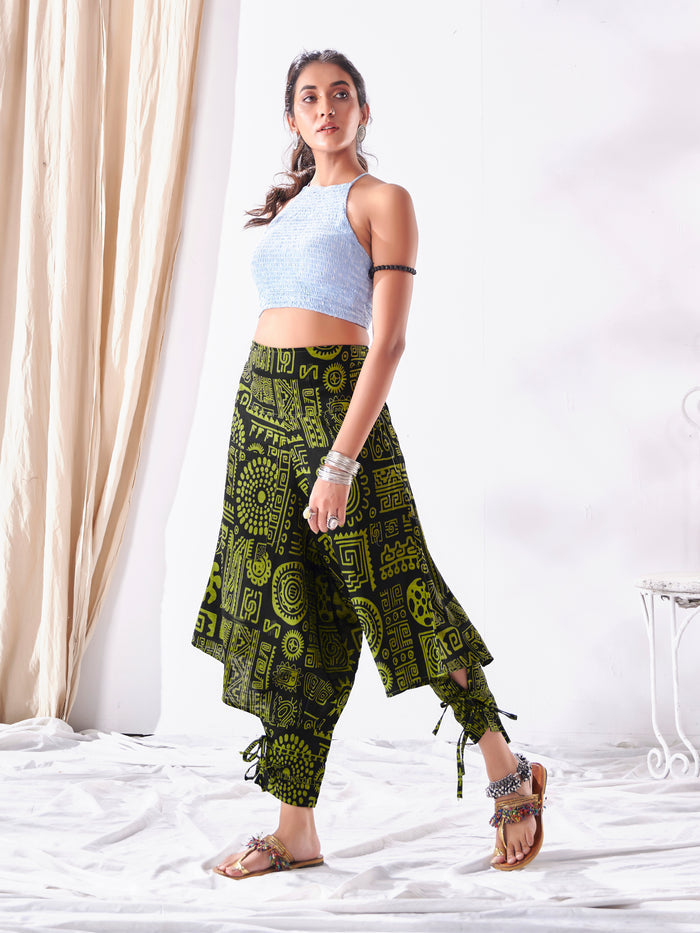 Women's Arabic Neon Green Boho Baggy Harem Track Pant image 3