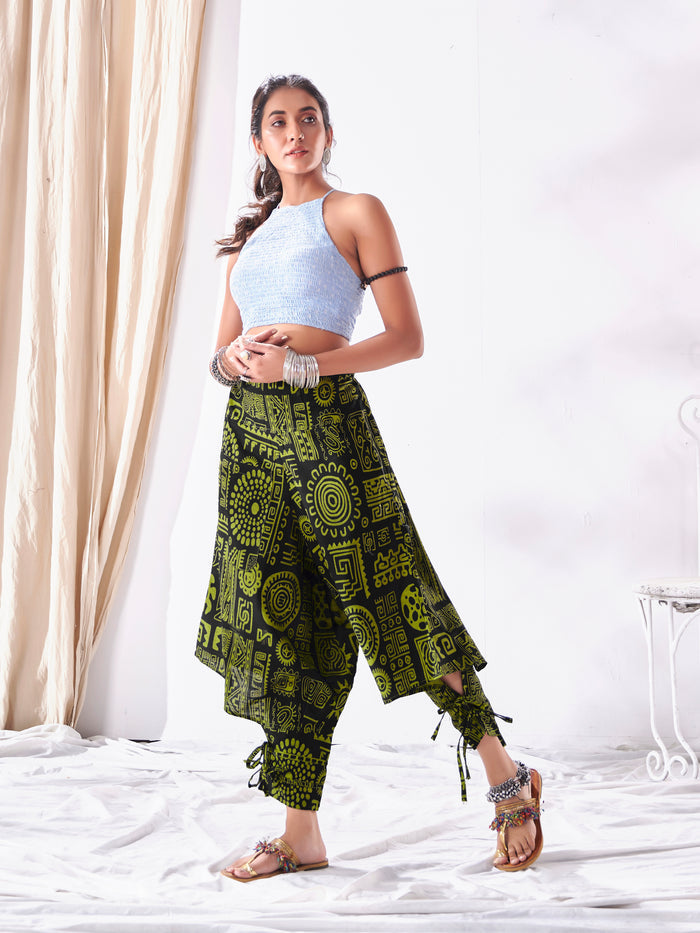 Women's Arabic Neon Green Boho Baggy Harem Track Pant image 5