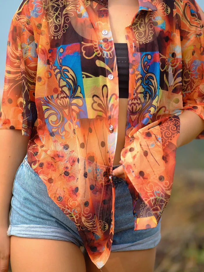Women's Artistic Printed Travel Pool Shirt Shirt enimane.myshopify.com