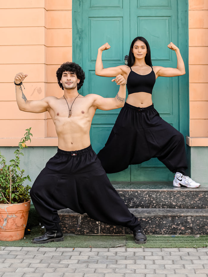 Women's Black Harem Pants For Travel Dance Yoga
