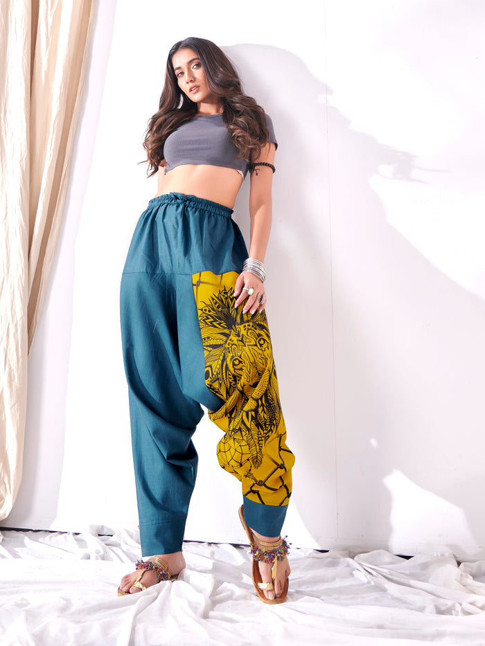 Women's Bohemian Lion Print Hippy Baggy Aladdin Harem Pants For Travel Dance Yoga image 1