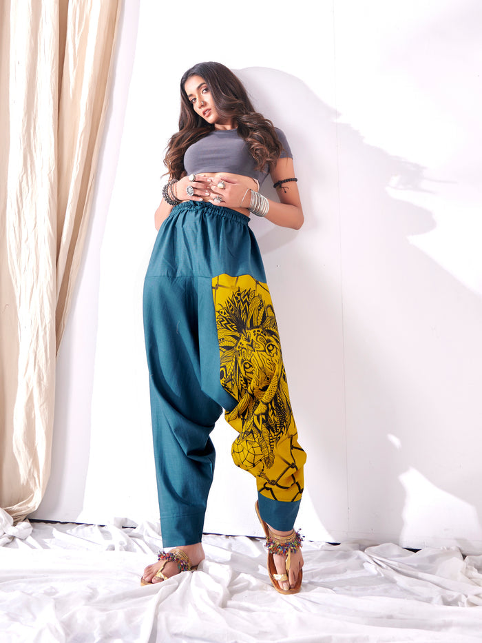 Women's Bohemian Lion Print Hippy Baggy Aladdin Harem Pants For Travel Dance Yoga image 4