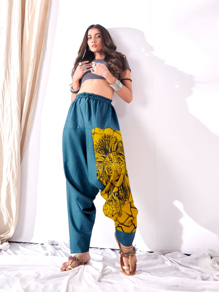 Women's Bohemian Lion Print Hippy Baggy Aladdin Harem Pants For Travel Dance Yoga image 5